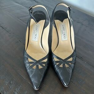 Jimmy Choo black leather sling backs 36.5